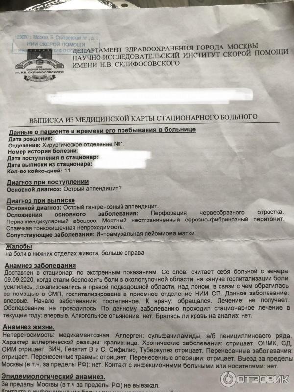 Отзыв о НИИ скорой помощи им. Н. В. Склифосовского (Россия, Москва ...