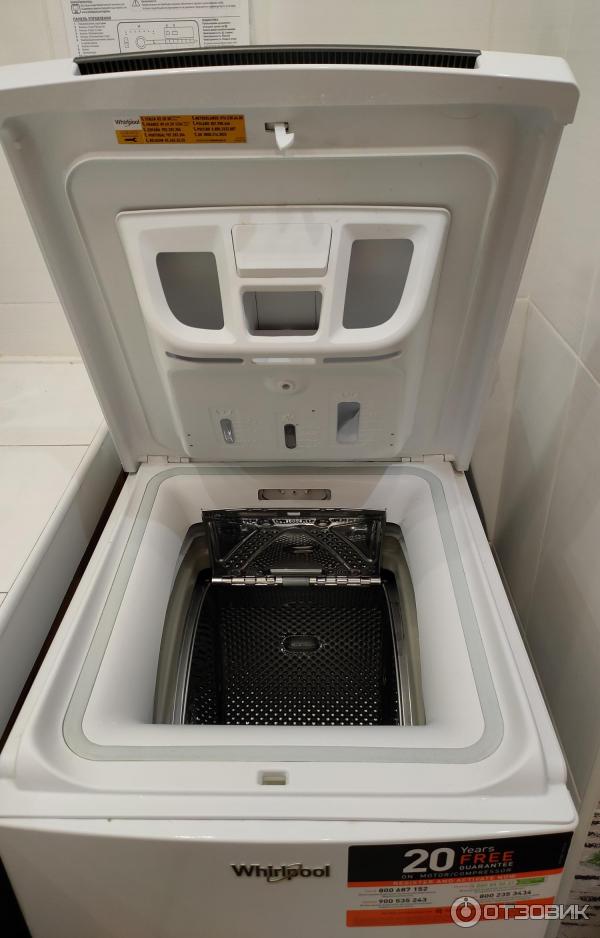 Отзыв о Стиральная машина Whirlpool TDLR 60230 | Хорошо отстирывает,  удобная загрузка, режим 6 чувства