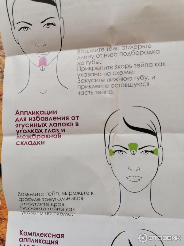 Тейпы для лица от второго подбородка как клеить схема