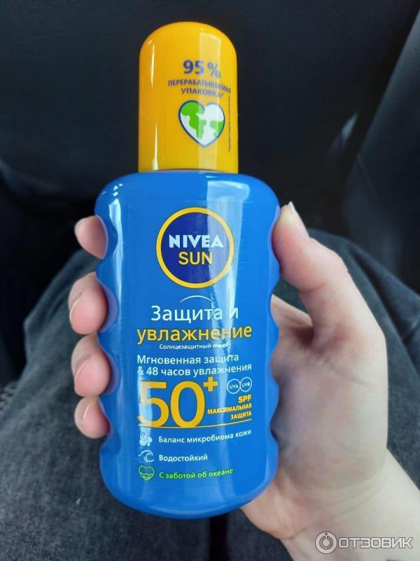 Отзыв о Солнцезащитный спрей Nivea "Защита и увлажнение" SPF50 ...