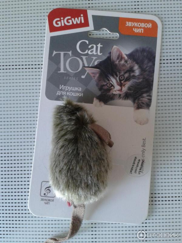 Отзыв о Игрушка для кошек GiGwi Мышка со звуковым чипом | Совершенно  замечательная мышка! Пищит как настоящая.