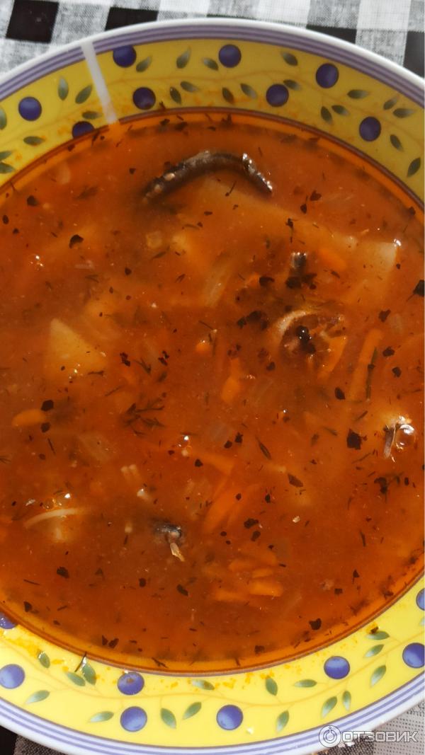 Рыбный суп из консервы кильки