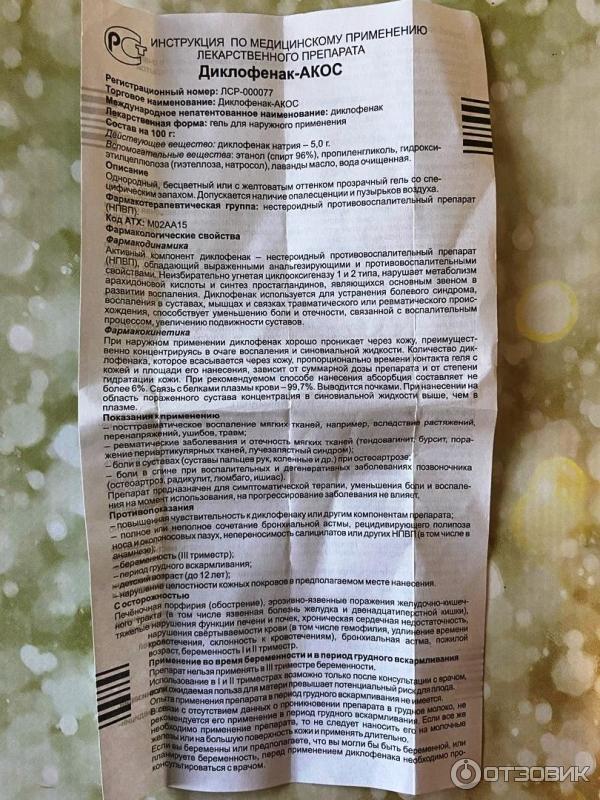 Отзыв о Гель для наружного применения Синтез "Диклофенак-Акос" | Ну ...