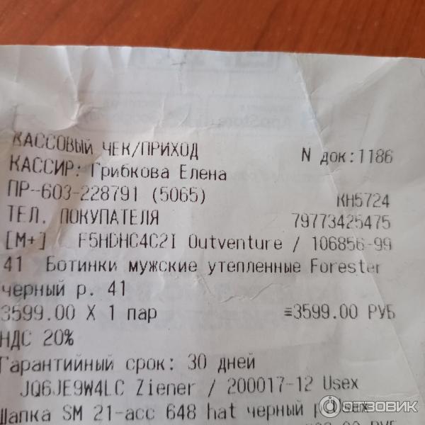 Отзыв о Ботинки мужские утепленные Outventure Forester