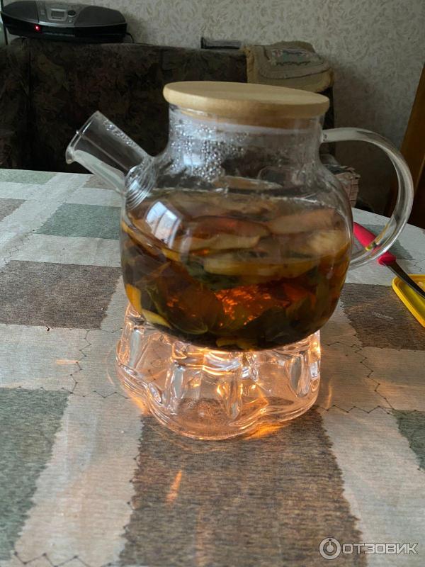 Отзыв о Заварочный чайник Tea Pot со стеклянной подставкой и свечой ...