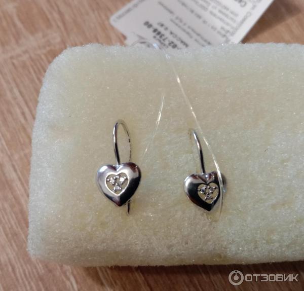 Серьги серебряные 925 с фианитом Золотые узоры