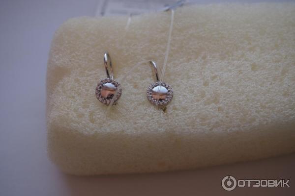 Серьги серебряные с фианитом Золотые узоры