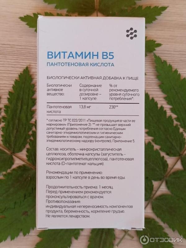 Отзыв о БАД ЛетоФарм "Витамин В5 | Обеспечивает разноплановую поддержку ...