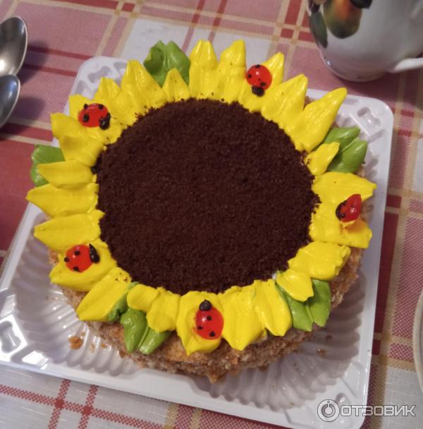 Отзыв о Торт Золотой колос "Подсолнух" | Красиво смотрится, но на вкус ...